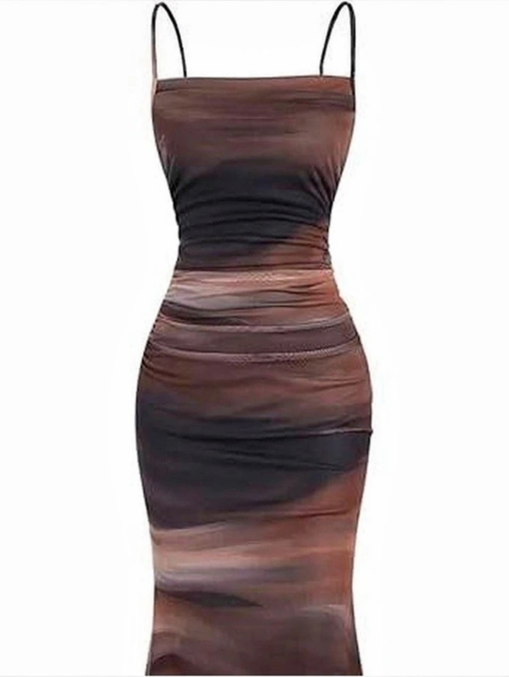 Abstract Ruched Midi Dress